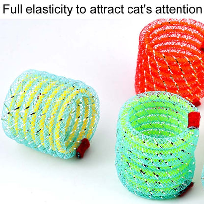 2pcs Colorful Plastic Spring Nylon Bouncing Tease Cats Toys, Random Color Delivery