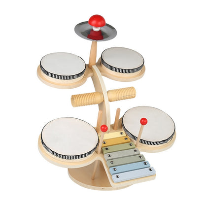 Children Wooden Desktop Music Percussion Toy Baby Early Learning Drum Enlightenment Toy, Multi-function Drum Set, Kitten Music Stand, Multi-function Percussion Table, Music Stand
