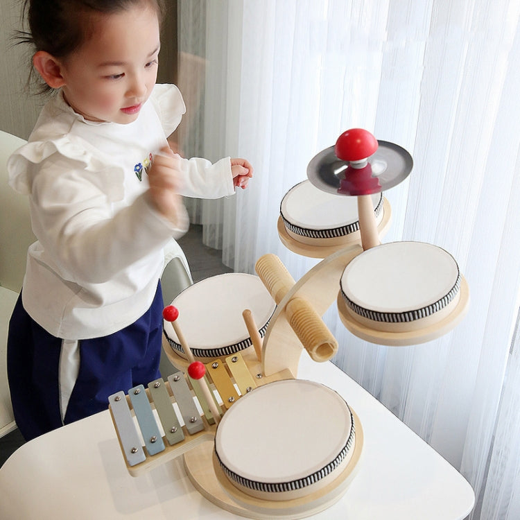 Children Wooden Desktop Music Percussion Toy Baby Early Learning Drum Enlightenment Toy, Multi-function Drum Set, Kitten Music Stand, Multi-function Percussion Table, Music Stand