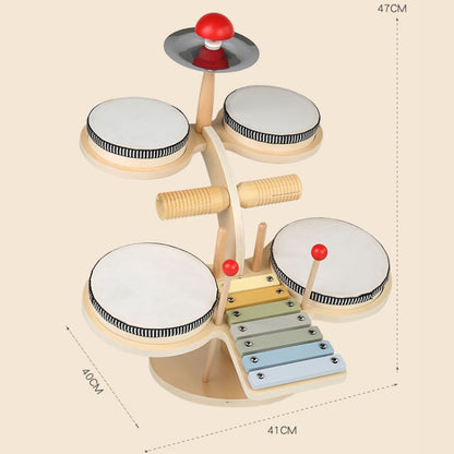 Children Wooden Desktop Music Percussion Toy Baby Early Learning Drum Enlightenment Toy, Multi-function Drum Set, Kitten Music Stand, Multi-function Percussion Table, Music Stand