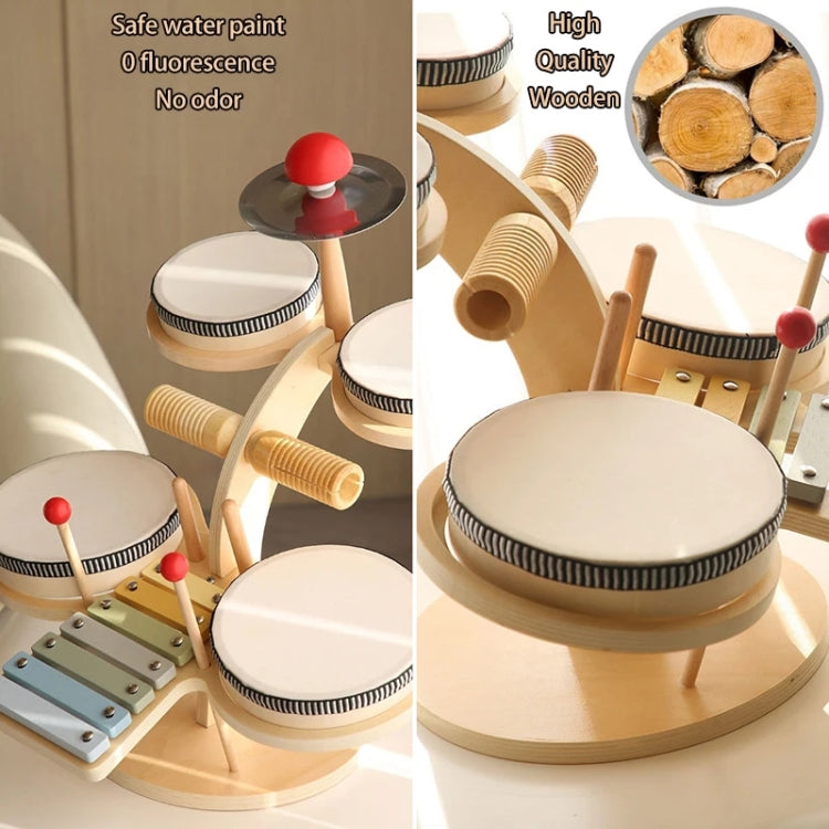 Children Wooden Desktop Music Percussion Toy Baby Early Learning Drum Enlightenment Toy, Multi-function Drum Set, Kitten Music Stand, Multi-function Percussion Table, Music Stand