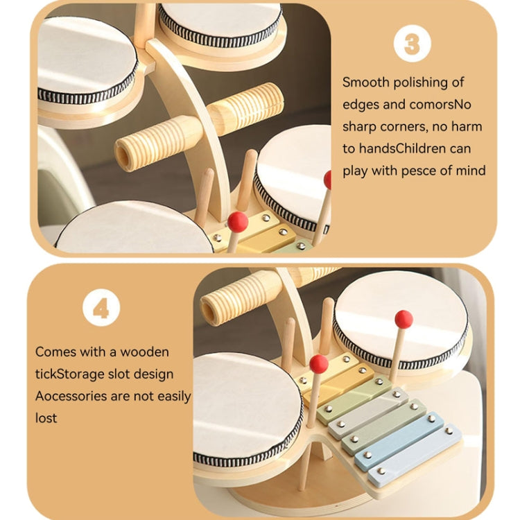 Children Wooden Desktop Music Percussion Toy Baby Early Learning Drum Enlightenment Toy, Multi-function Drum Set, Kitten Music Stand, Multi-function Percussion Table, Music Stand