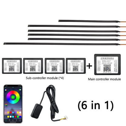 Car Hidden Acrylic LED Colorful Decorative Atmosphere Light Strip, 6 in 1, 10 in 1, 14 in 1, 18 in 1, 22 in 1