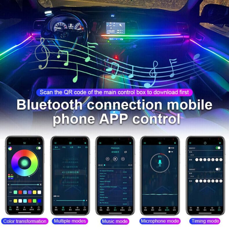Car Hidden Acrylic LED Colorful Decorative Atmosphere Light Strip, 6 in 1, 10 in 1, 14 in 1, 18 in 1, 22 in 1