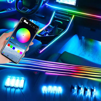 Car Hidden Acrylic LED Colorful Decorative Atmosphere Light Strip, 6 in 1, 10 in 1, 14 in 1, 18 in 1, 22 in 1