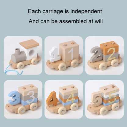 Children Wooden Digital Train Set Baby Educational Toy Boys Girls Assembled Toy Birthday Gift, D55