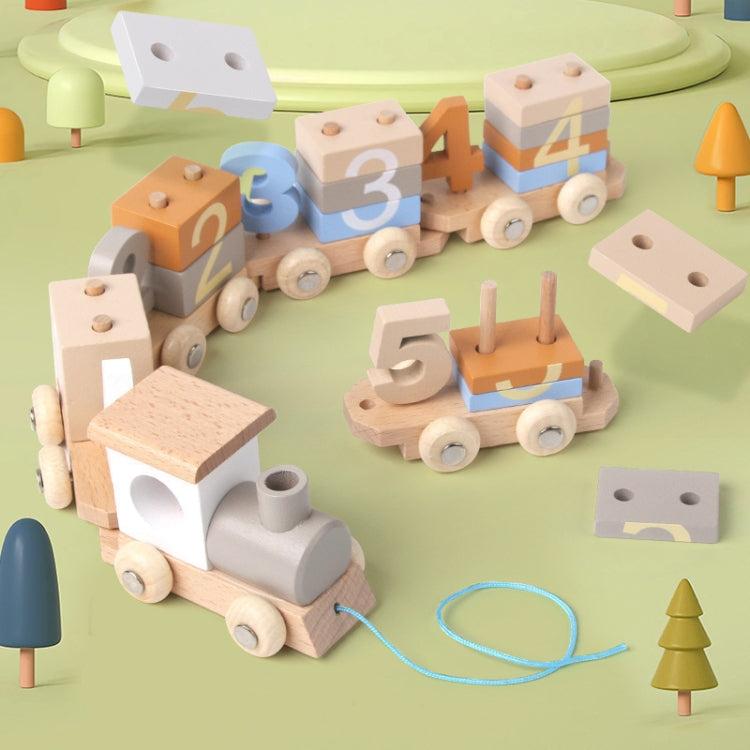 Children Wooden Digital Train Set Baby Educational Toy Boys Girls Assembled Toy Birthday Gift, D55