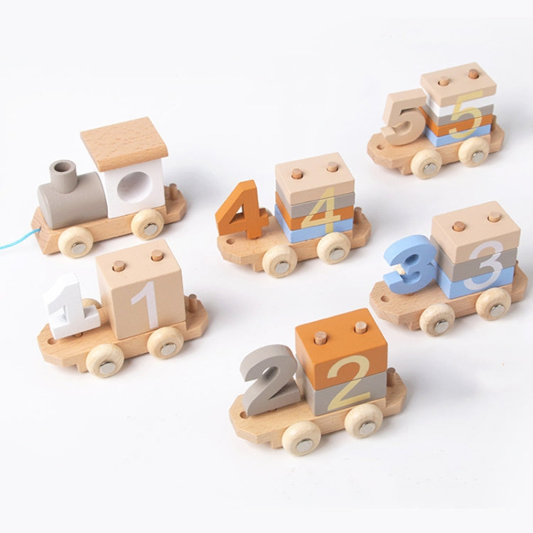 Children Wooden Digital Train Set Baby Educational Toy Boys Girls Assembled Toy Birthday Gift, D55