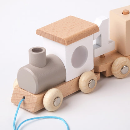 Children Wooden Digital Train Set Baby Educational Toy Boys Girls Assembled Toy Birthday Gift, D55