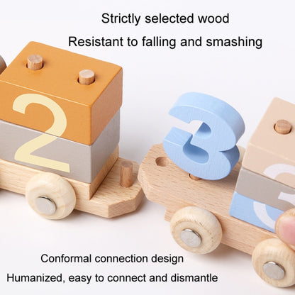 Children Wooden Digital Train Set Baby Educational Toy Boys Girls Assembled Toy Birthday Gift, D55