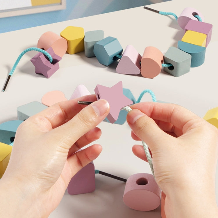 Treehole Children Wooden Geometric Shape Matching Puzzle Game Color Cognition Threading Beads Enlightenment Toy