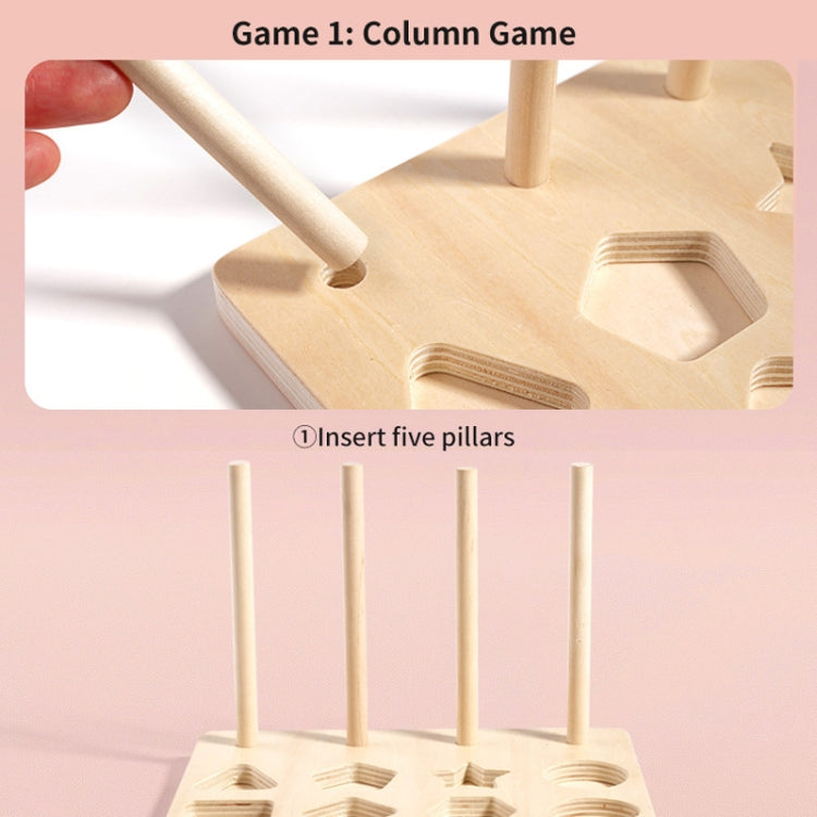 Treehole Children Wooden Geometric Shape Matching Puzzle Game Color Cognition Threading Beads Enlightenment Toy