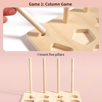 Treehole Children Wooden Geometric Shape Matching Puzzle Game Color Cognition Threading Beads Enlightenment Toy