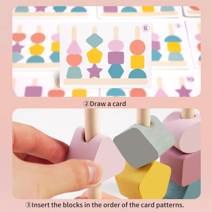 Treehole Children Wooden Geometric Shape Matching Puzzle Game Color Cognition Threading Beads Enlightenment Toy