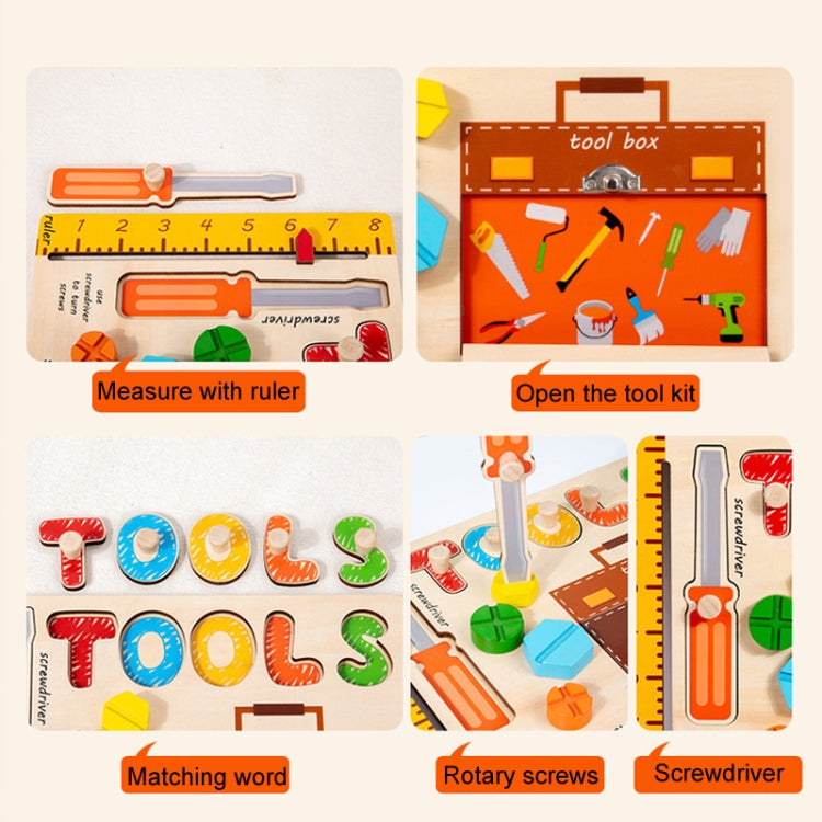 Montessori Wooden Jigsaw Puzzle Children Toy Baby Enlightenment Early Learning Busy Board Educational Toy, Tools, Tool Truck