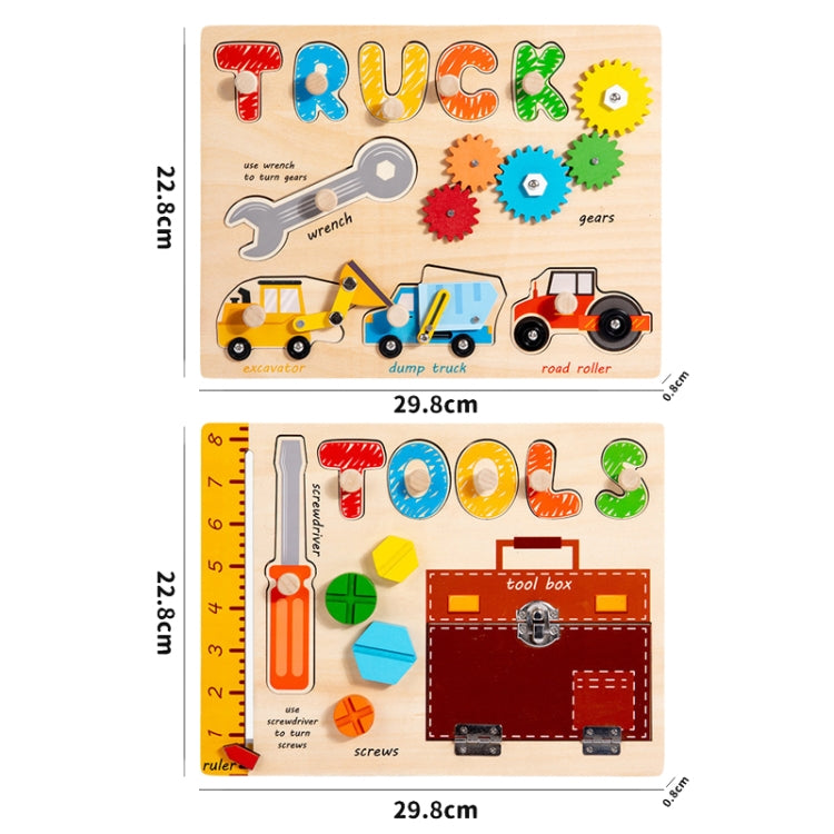 Montessori Wooden Jigsaw Puzzle Children Toy Baby Enlightenment Early Learning Busy Board Educational Toy, Tools, Tool Truck