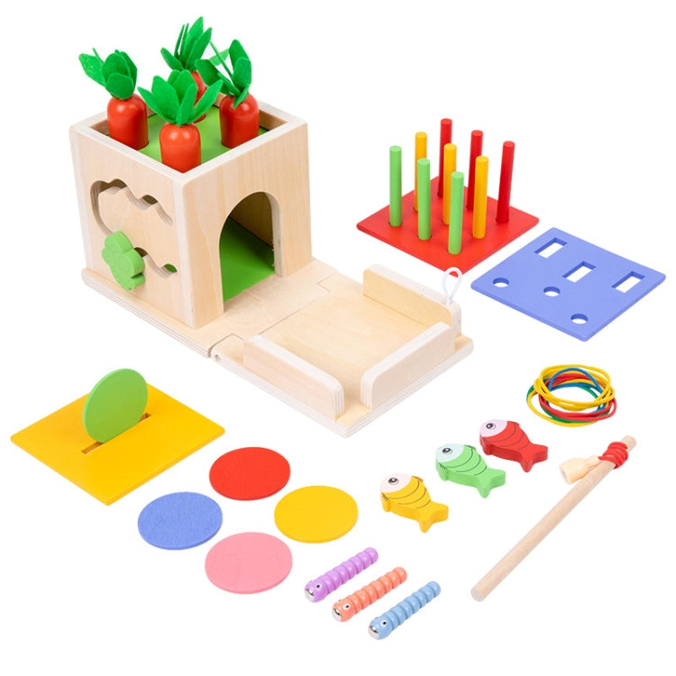 Montessori Sorting Matching Educational Toys Pull Carrots Children Catching Worms Fishing Puzzle Nail Board Coin Box, 8 In 1