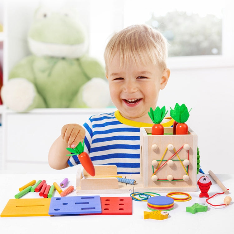 Montessori Sorting Matching Educational Toys Pull Carrots Children Catching Worms Fishing Puzzle Nail Board Coin Box, 8 In 1