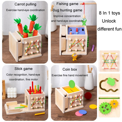 Montessori Sorting Matching Educational Toys Pull Carrots Children Catching Worms Fishing Puzzle Nail Board Coin Box, 8 In 1