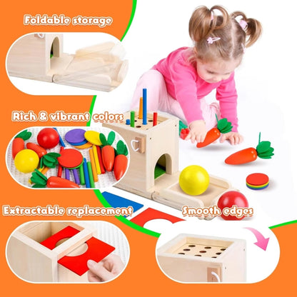 Montessori Sorting Matching Educational Toys Pull Carrots Children Catching Worms Fishing Puzzle Nail Board Coin Box, 8 In 1
