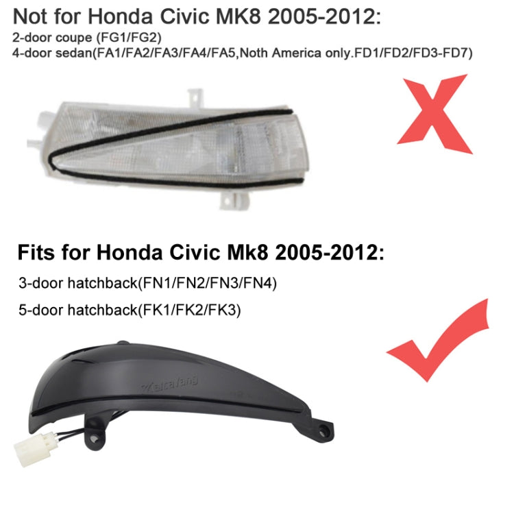 1pair For Honda Civic 8th Rearview Mirror Turn Signal Indicator Lights