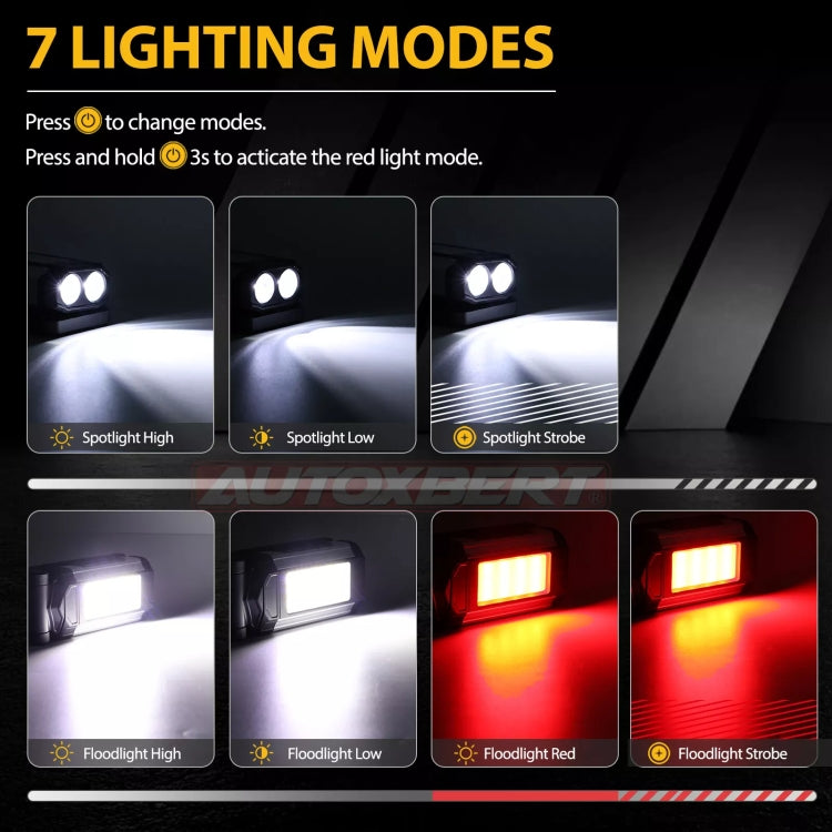 E-SMARTER K011 USB Rechargeable Repair Light With Magnet COB Strong Light Flashlight, A Foldable Red, A Foldable Silver, B Simple Red, B Simple Silver