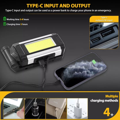 E-SMARTER K011 USB Rechargeable Repair Light With Magnet COB Strong Light Flashlight, A Foldable Red, A Foldable Silver, B Simple Red, B Simple Silver