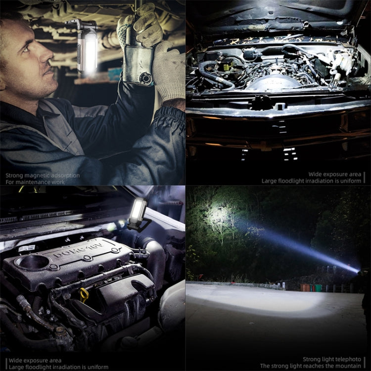 E-SMARTER K011 USB Rechargeable Repair Light With Magnet COB Strong Light Flashlight, A Foldable Red, A Foldable Silver, B Simple Red, B Simple Silver