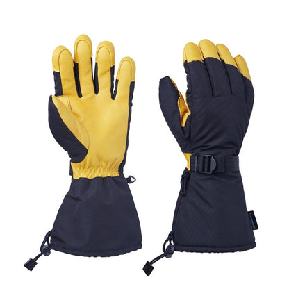 Winter Ski Snow Gloves for Men and Women Outdoor Sport Shovel Ski Gloves, Abalone Yellow, Five-finger Yellow, Abalone Black, Five-finger Black