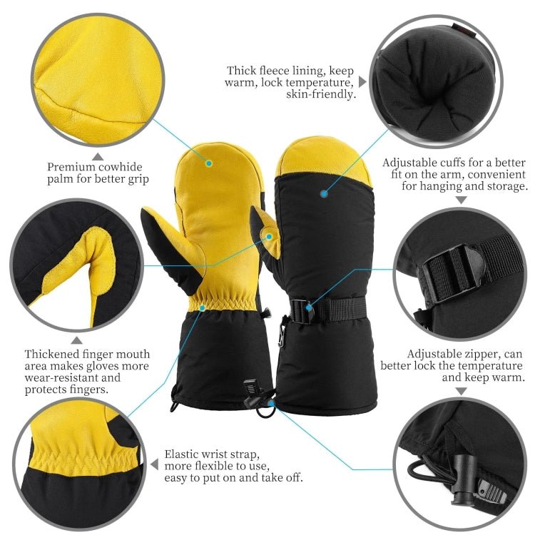 Winter Ski Snow Gloves for Men and Women Outdoor Sport Shovel Ski Gloves, Abalone Yellow, Five-finger Yellow, Abalone Black, Five-finger Black