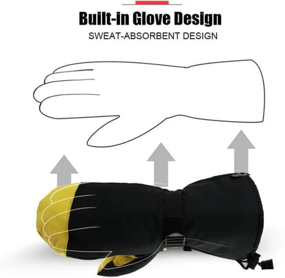 Winter Ski Snow Gloves for Men and Women Outdoor Sport Shovel Ski Gloves, Abalone Yellow, Five-finger Yellow, Abalone Black, Five-finger Black