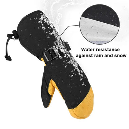 Winter Ski Snow Gloves for Men and Women Outdoor Sport Shovel Ski Gloves, Abalone Yellow, Five-finger Yellow, Abalone Black, Five-finger Black