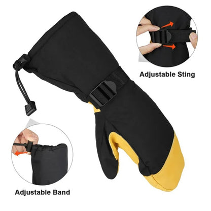 Winter Ski Snow Gloves for Men and Women Outdoor Sport Shovel Ski Gloves, Abalone Yellow, Five-finger Yellow, Abalone Black, Five-finger Black