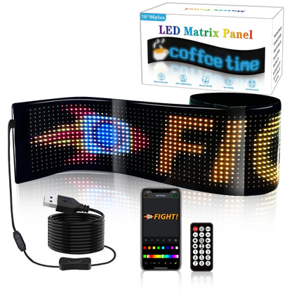 LED Flexible Screen Advertising  Large Screen Supports APP Bluetooth Control, 35.4 x 7.6 Inch USB, 52.4 x 7.6 Inch US Plug, 69.4  x 7.6 Inch US Plug
