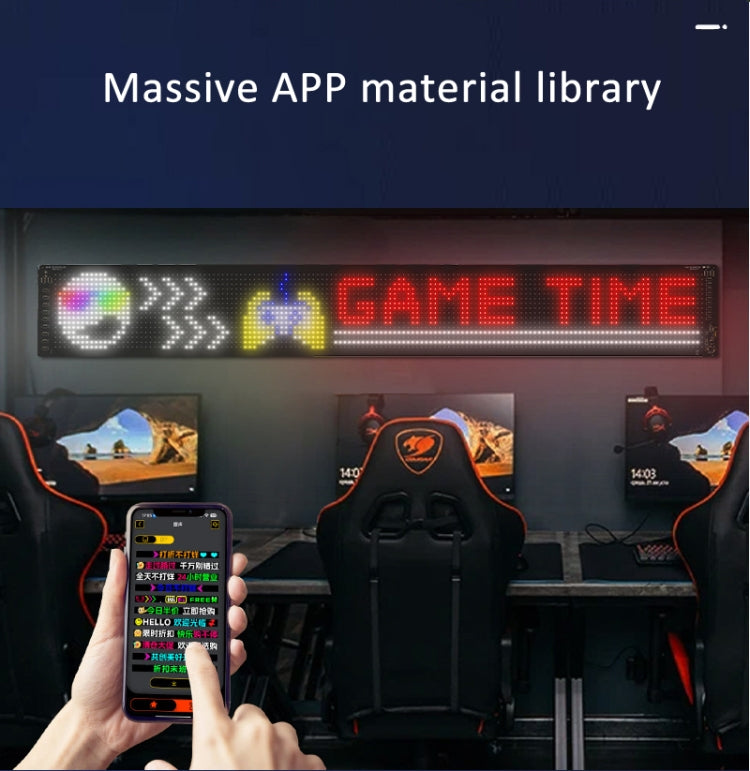 LED Flexible Screen Advertising  Large Screen Supports APP Bluetooth Control, 35.4 x 7.6 Inch USB, 52.4 x 7.6 Inch US Plug, 69.4  x 7.6 Inch US Plug