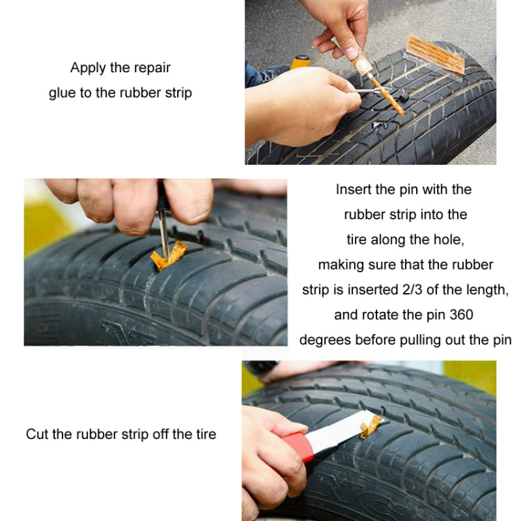 46pcs /Set Car Tubeless Tire Repair Needle Rubber Strip Valve Tip Needle-nosed Pliers Tool Set