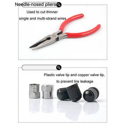 46pcs /Set Car Tubeless Tire Repair Needle Rubber Strip Valve Tip Needle-nosed Pliers Tool Set