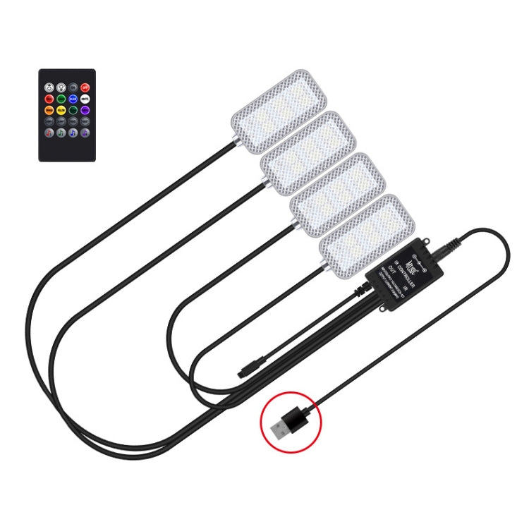 Eight-Color LED Voice Control Car Music Rhythm Atmosphere Light, 5V USB Remote Control, 5V USB APP, 5V USB APP + Remote Control, 5V USB With Switch Remote Control, 5V USB With Switch APP, 5V USB With Switch APP + Remote Control