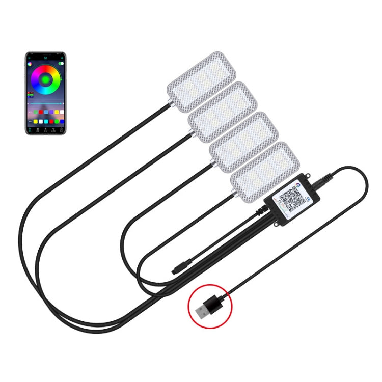 Eight-Color LED Voice Control Car Music Rhythm Atmosphere Light, 5V USB Remote Control, 5V USB APP, 5V USB APP + Remote Control, 5V USB With Switch Remote Control, 5V USB With Switch APP, 5V USB With Switch APP + Remote Control