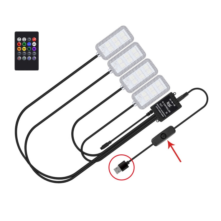 Eight-Color LED Voice Control Car Music Rhythm Atmosphere Light, 5V USB Remote Control, 5V USB APP, 5V USB APP + Remote Control, 5V USB With Switch Remote Control, 5V USB With Switch APP, 5V USB With Switch APP + Remote Control