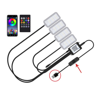 Eight-Color LED Voice Control Car Music Rhythm Atmosphere Light, 5V USB Remote Control, 5V USB APP, 5V USB APP + Remote Control, 5V USB With Switch Remote Control, 5V USB With Switch APP, 5V USB With Switch APP + Remote Control