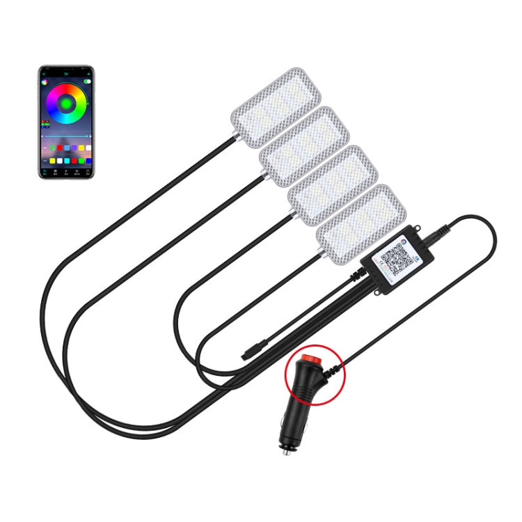 Eight-Color LED Voice Control Car Music Rhythm Atmosphere Light, 5V USB Remote Control, 5V USB APP, 5V USB APP + Remote Control, 5V USB With Switch Remote Control, 5V USB With Switch APP, 5V USB With Switch APP + Remote Control
