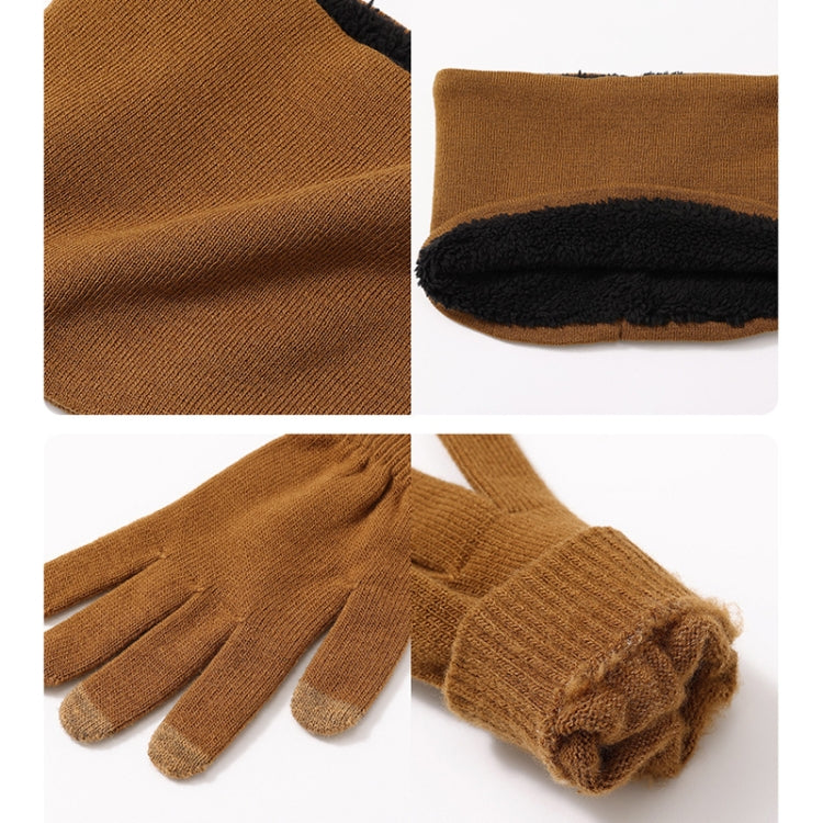OZERO Plain Warm Wool Hat Scarf Gloves 3 In 1 Set For Men And Women