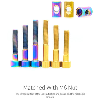 Bicycle Titanium Alloy Seat Post Locking Screws, M6x30 Colorful, M6x30 Gold, M6x30 Titanium, M6x35 Colorful, M6x35 Gold, M6x35 Titanium, M6x40 Colorful, M6x40 Gold, M6x40 Titanium