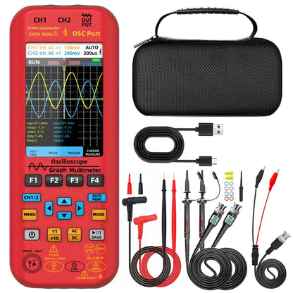 BSIDE O9 Digital Handheld Dual Channel 50MHz Oscilloscope Signal Source Multimeter, With Single Oscilloscope Probe (Red), With Dual Oscilloscope Probe (Red)