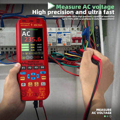 BSIDE O9 Digital Handheld Dual Channel 50MHz Oscilloscope Signal Source Multimeter, With Single Oscilloscope Probe (Red), With Dual Oscilloscope Probe (Red)