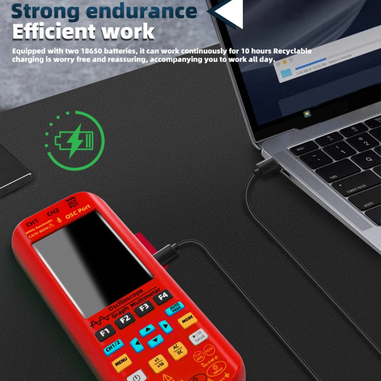 BSIDE O9 Digital Handheld Dual Channel 50MHz Oscilloscope Signal Source Multimeter, With Single Oscilloscope Probe (Red), With Dual Oscilloscope Probe (Red)