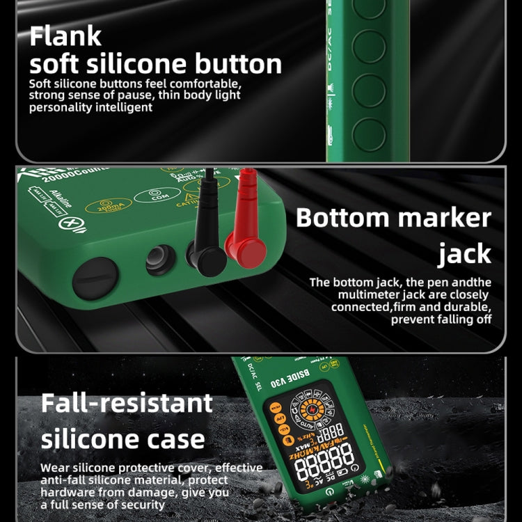 Intelligent Colorful Screen PV Multimeter Infrared Thermometer, V30 (Green)