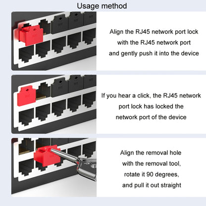 RJ45 Network Port Removable Safety Plug Dustproof Port Lock, Black 2 Plug+1 Key Outer Cover, White 2 Plug+1 Key Outer Cover, Yellow 2 Plug+1 Key Outer Cover, Red 2 Plug+1 Key Outer Cover, Transparent 2 Plug+1 Key Outer Cover, Blue 2 Plug+1 Key Outer Cover