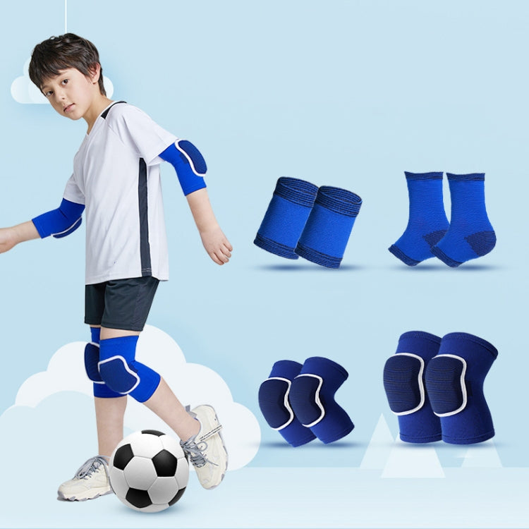 Sponge Children Football Protective Gear Outdoor Sports Equipment, Blue Knee Pads, Black Knee Pads, Blue 4 In 1, Black 4 In 1, Blue 6 In 1, Black 6 In 1, Blue 8 In 1, Black 8 In 1